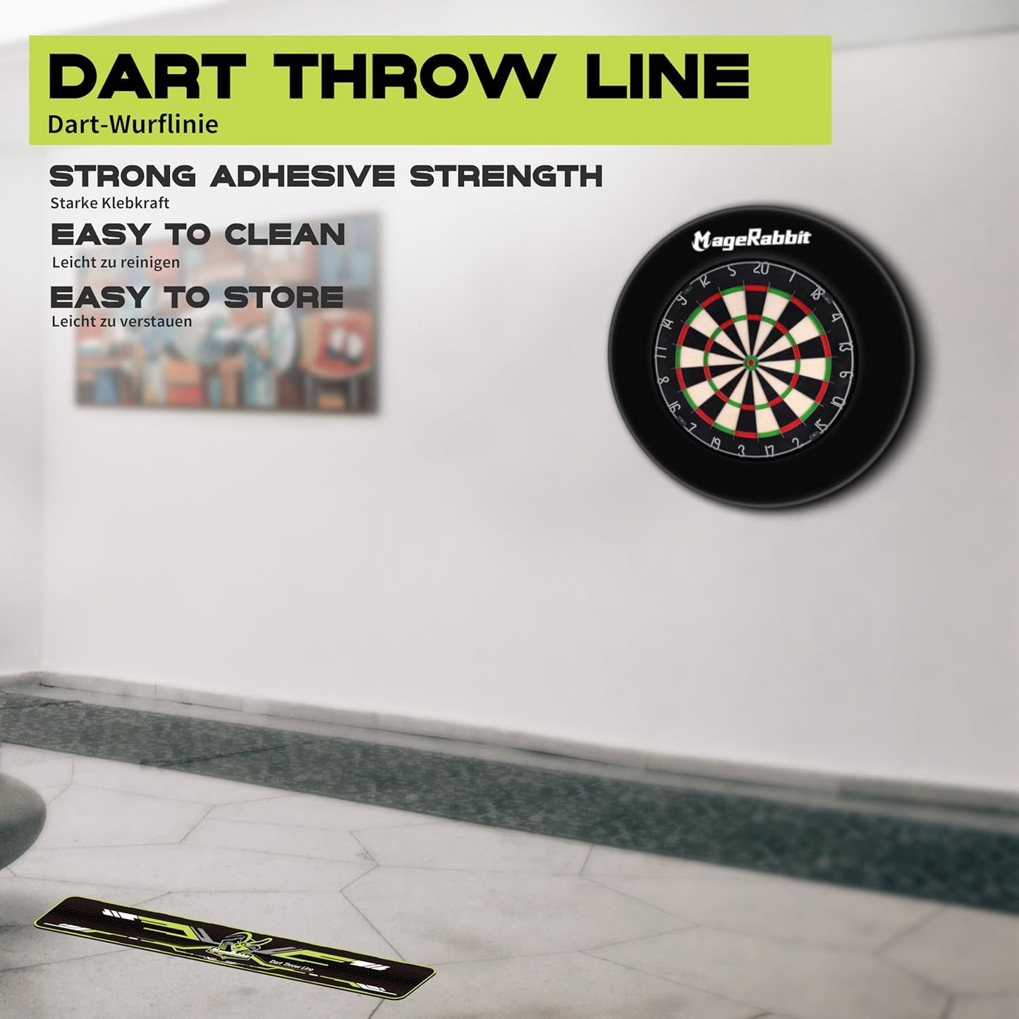Dart Board Throw Line Floor Marker PVC Toe Line Sticker, for Soft and Steel Tip Dart Games, Non-Slip, Dart Throw Line Accessories,Dartboard Floor Marker,Dart Line